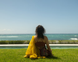 2024 Building Bridges fellow Mithra B. Alavi takes in the view at the Shangri La Museum of Islamic Art, Culture & Design. Photographer: Elyse Butler