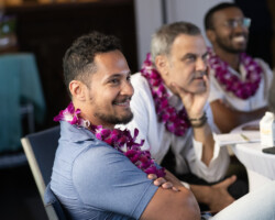 Fellow Omar Al Dakheel listens on during a group discussion. Photographer: Elyse Butler