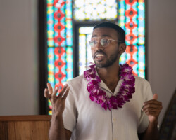 Fellow Yusuf Ahmed during the 2025 Building Bridges Artist Retreat. Photographer: Elyse Butler