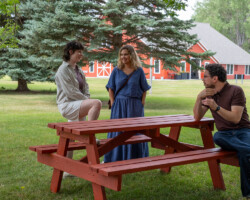 Producers Kara Grace Miller (‘Make Me a Pizza’), Natalie Remplakowski (‘Sweetwater’) and Sean Weiner (‘The End of All Rivers’) socialize at the 2026 Feature Film Producers Lab. Photographer: Jenae Neeson