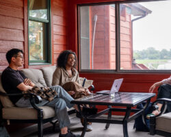 Producers pass the time between meetings at the 2026 Documentary Film Producers Lab. Photographer: Jenae Neeson