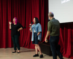 Director Liz Sargent introduces her film 'Take Me Home' for a 2026 Local Lens screening at Utah Film Center. Photographer: Breanna Downs