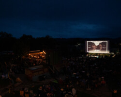 Night falls over a community screening of 'The Weight' followed by a discussion with director Padraic McKinley. Photographer: Devon Wycoff