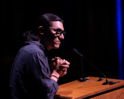 Filmmaker Jeff Orlowski-Yang shares his festival experiences with audience members at the Mostly True Stories From the Sundance Film Festival event. Photographer: Devon Wycoff