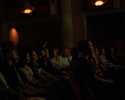 Audience members listen intently at the Mostly True Stories From the Sundance Film Festival event. Photographer: Devon Wycoff
