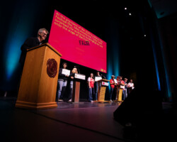 At 'Mostly True Stories From the Sundance Film Festival', Senior Programmer and Director of Strategic Initiatives John Nein hosts a true or false contest featuring students from universities in the Denver area. Photographer: Devon Wycoff